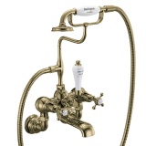 Product Cut out image of the Burlington Claremont Gold Wall Mounted Bath Shower Mixer