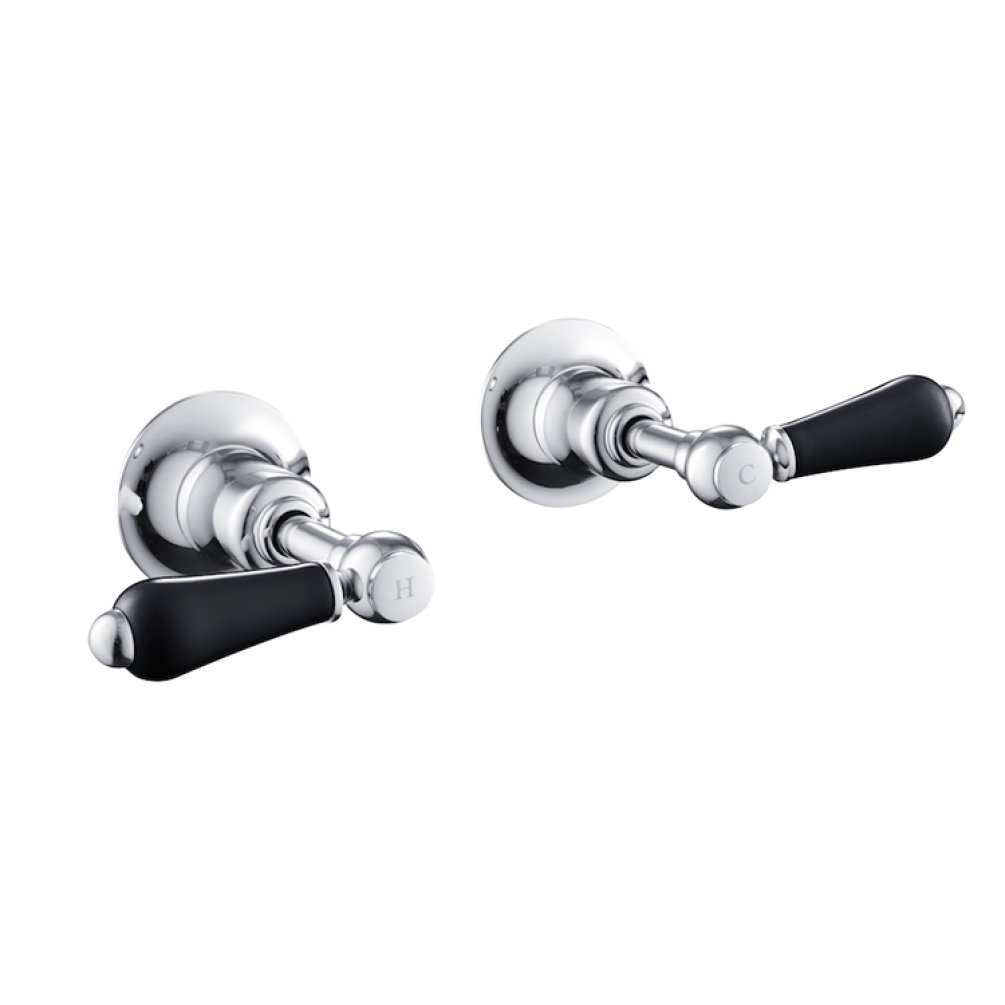 Photo of JTP Grosvenor Lever Chrome Wall Mounted Valves - Black Levers Cutout