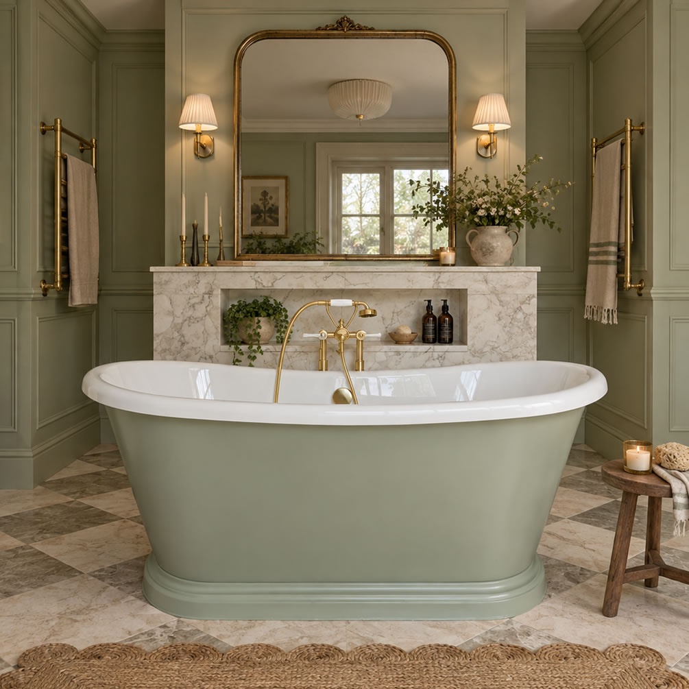 Lifestyle image of Alba 1800mm x 800mm Freestanding Boat Bath