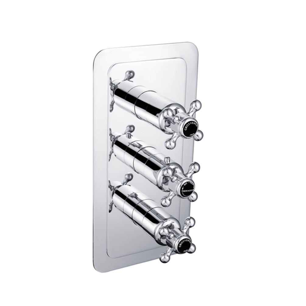 Photo of JTP Grosvenor Cross Two Outlet Portrait Thermostatic Shower Valve Black Indices Cutout