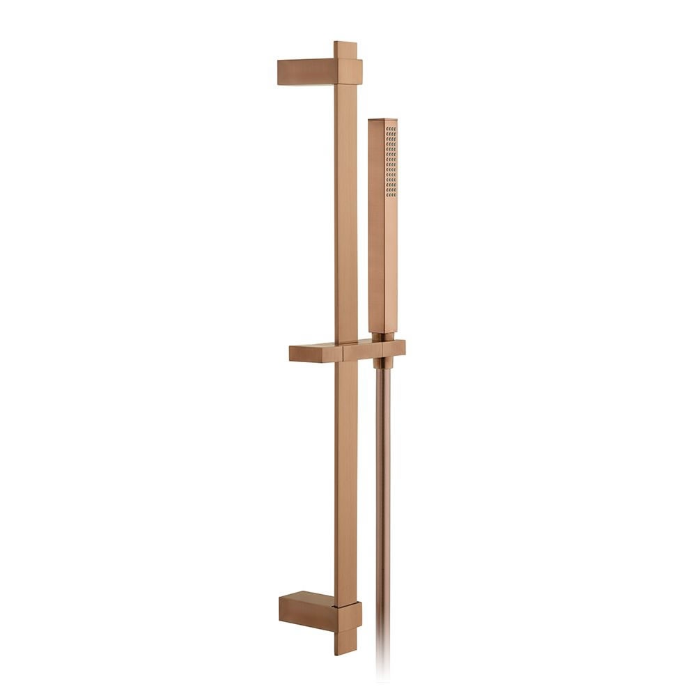 Cutout image of Vado Individual Brushed Bronze Square Slide Rail Shower Kit