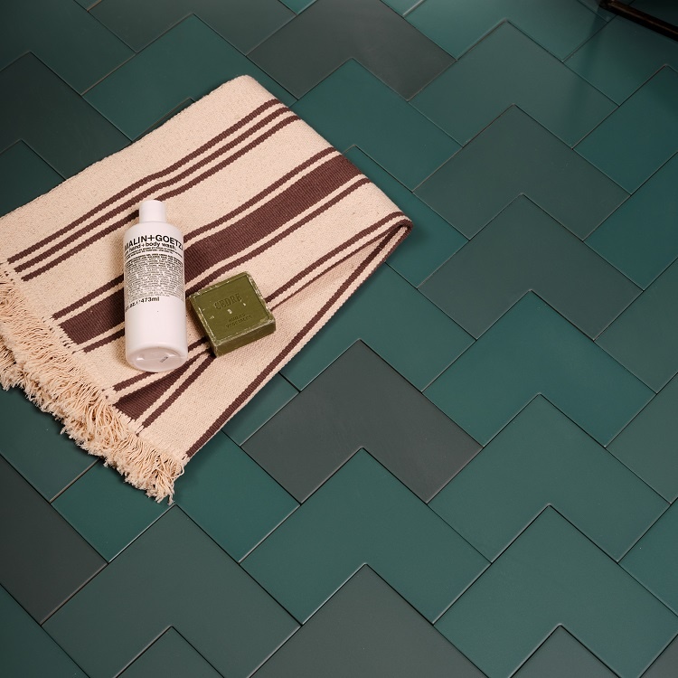 Ca' Pietra Abstract Green Tiles Sanctuary Bathrooms