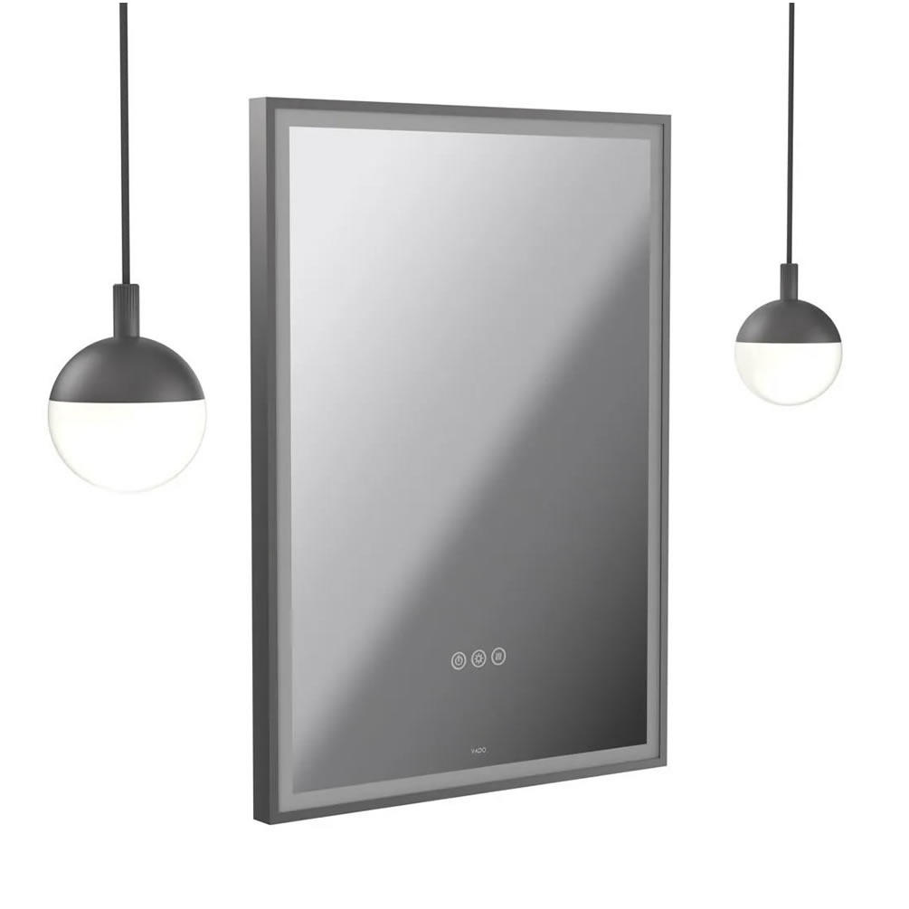 Vado Safari Pewter 500mm Illuminated Mirror With 2 Pendant Globe Lights