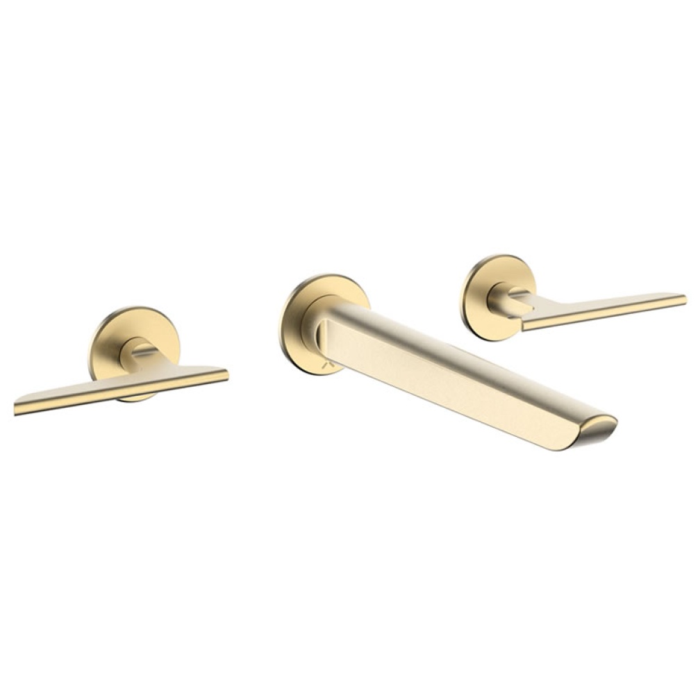 Crosswater Foile Brushed Brass Wall Mounted Basin 3 Hole Set
