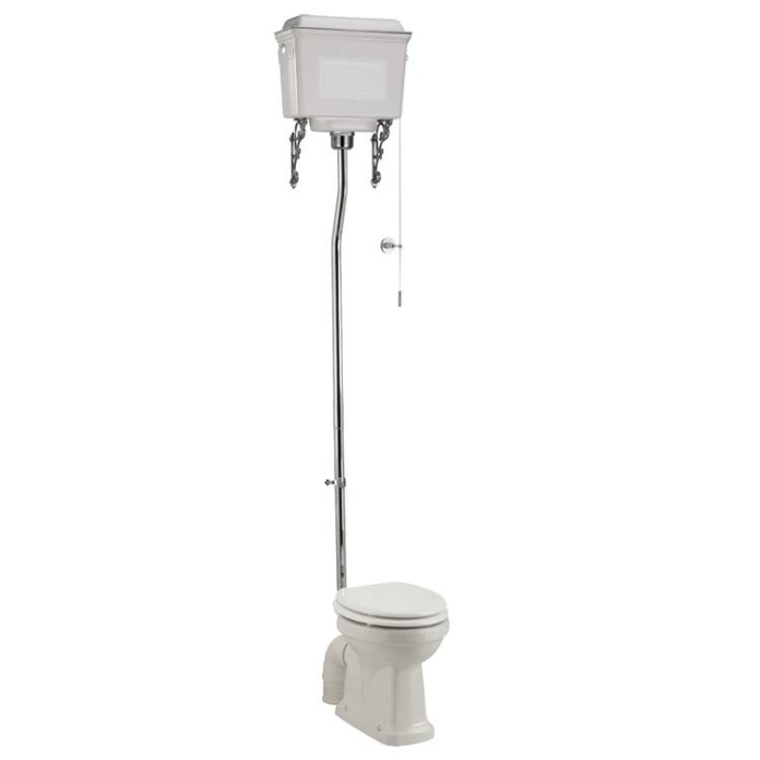 Product Cut out image of the Burlington White Aluminium High Level Toilet