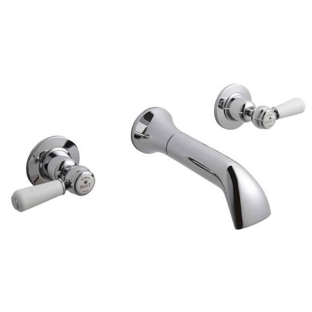BC Sanitan Victrion Lever Chrome 3 Hole Wall Mounted Bath Filler Cut Out