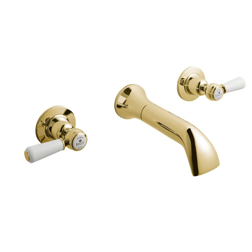 BC Designs Victrion Gold Lever Wall Mounted Basin Mixer Cut Out