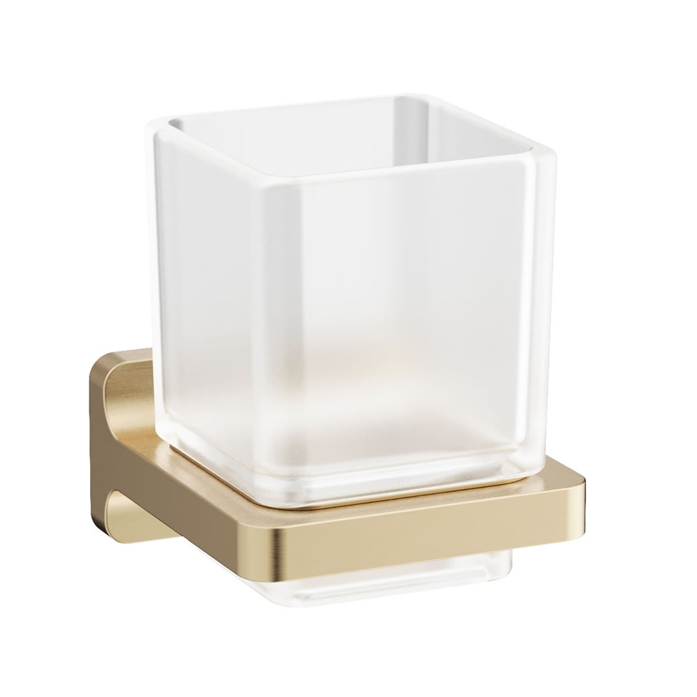 Cutout image of Crosswater Rotar Brushed Brass Tumbler Holder