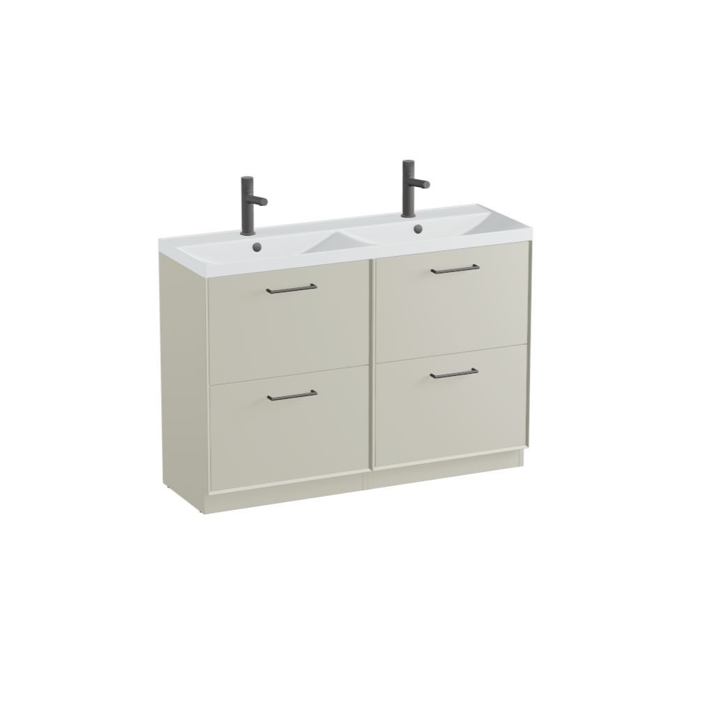 Vado Safari Smooth 1200mm Cashmere Floor Mounted Vanity Unit & Arctic White Basin