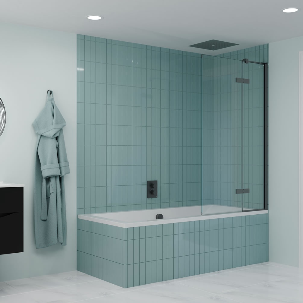 Lifestyle image of Crosswater Optix 10 Slate Hinged Inline Bath Screen