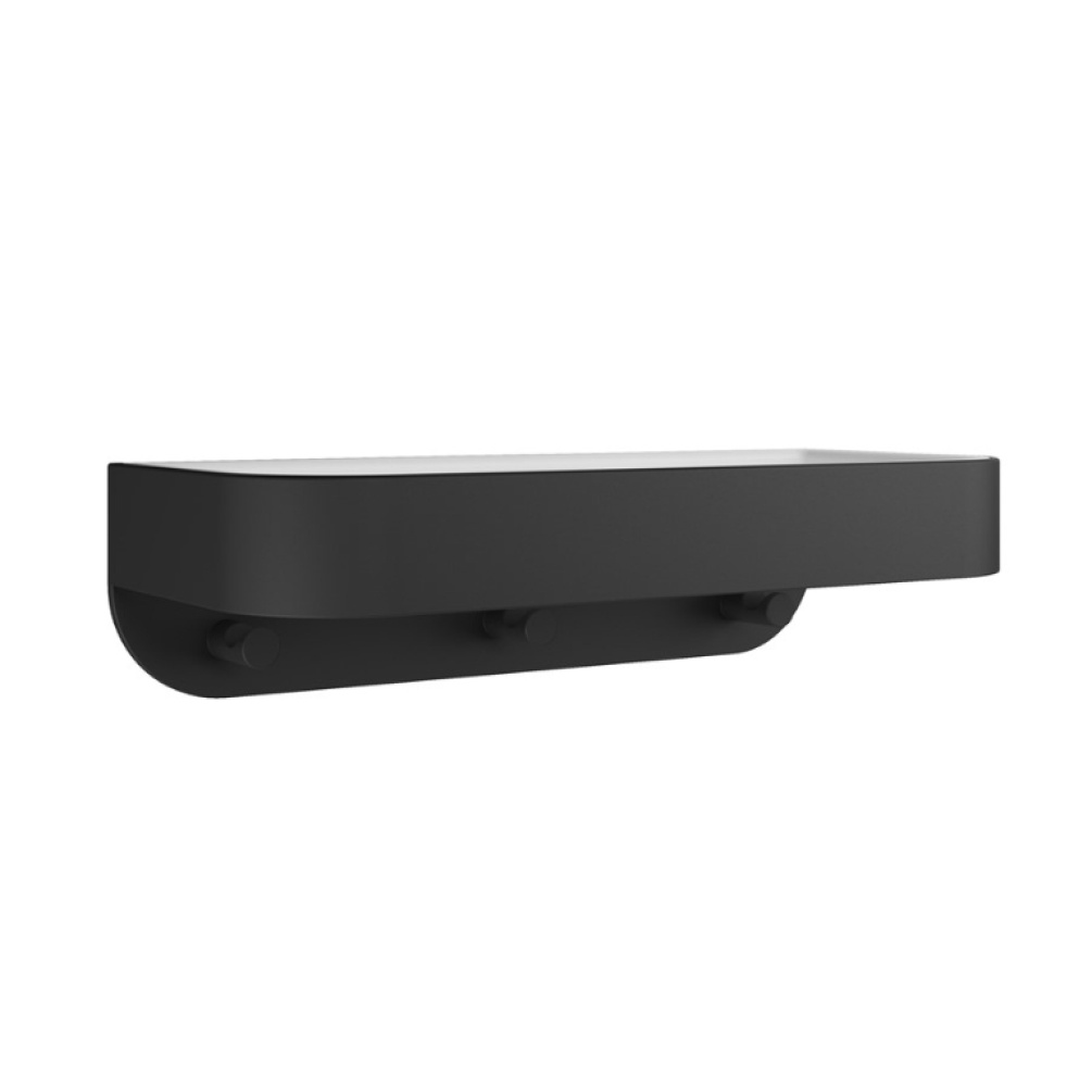 Product Cut out image of the Crosswater Matt Black Wall Mounted Shower Basket with White Tray