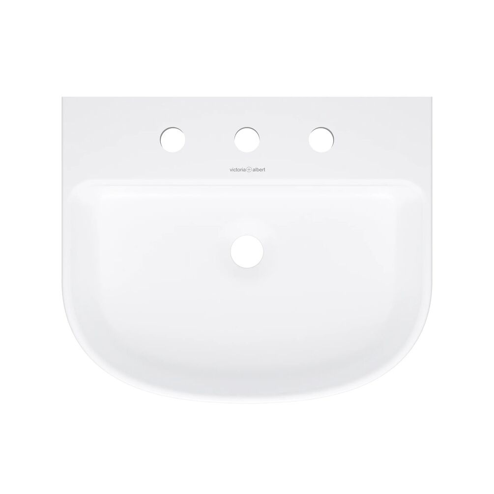 Product cut out image of the Victoria + Albert Lussari 500mm Matt White Back to Wall Countertop Basin Three Tap Holes