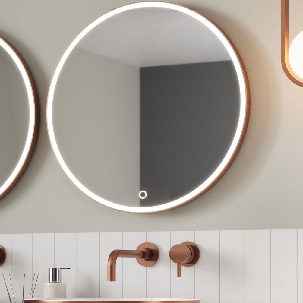Lifestyle image of Crosswater Infinity 700mm Brushed Bronze LED Mirror