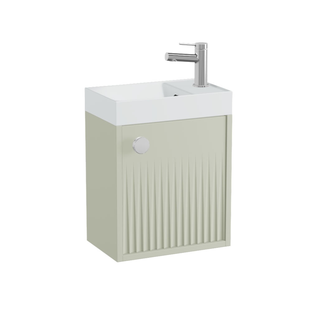 Vado Safari Fluted 400mm Sage Green Vanity Unit & Mineral Basin