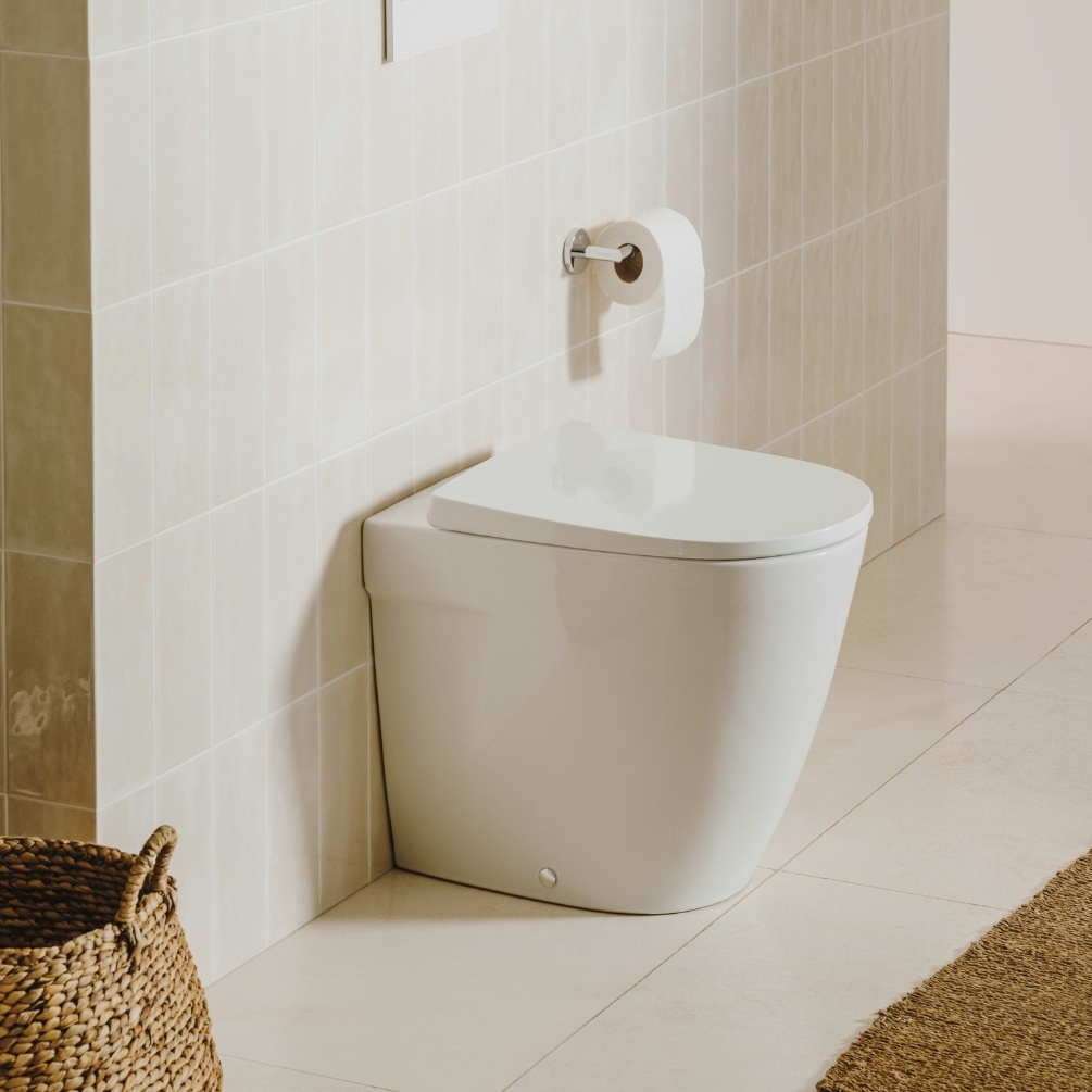 Lifestyle image of Roca Ona Compact Rimless Back to Wall Toilet