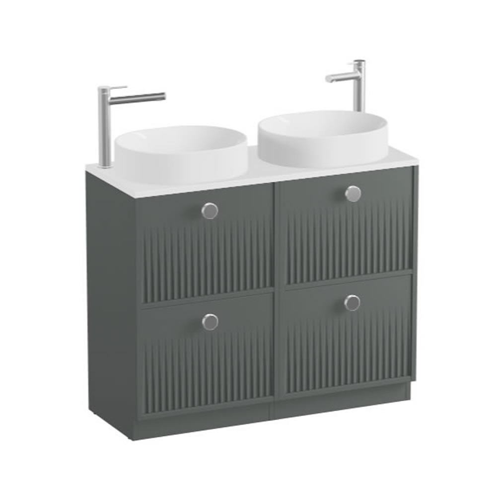 Vado Safari Fluted 1000mm Charcoal Grey Floorstanding Vanity Unit & Gloss Worktop