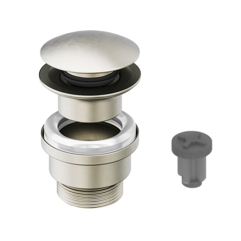 Product Cut out image of the Abacus Brushed Nickel Universal Click Basin Waste