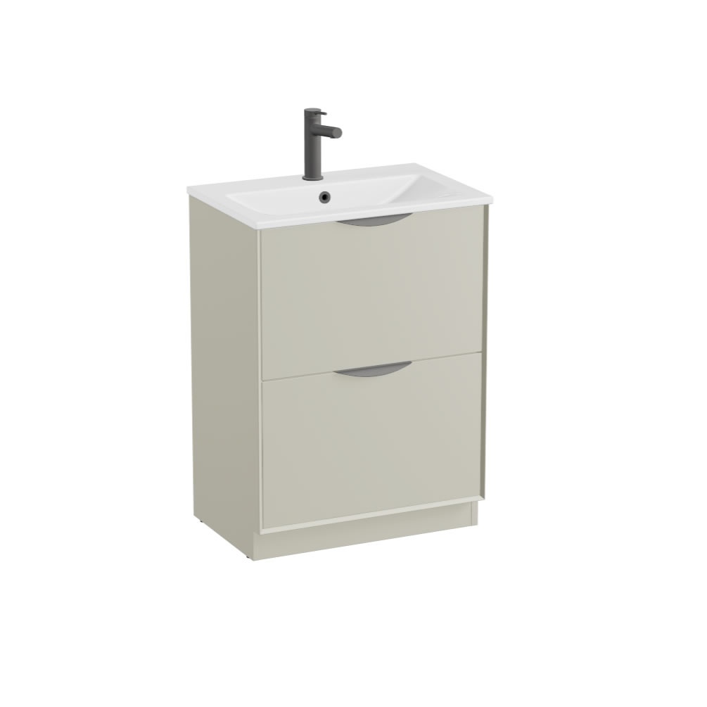 Vado Safari Smooth 600mm Cashmere Floor Mounted Vanity Unit & Ceramic Basin