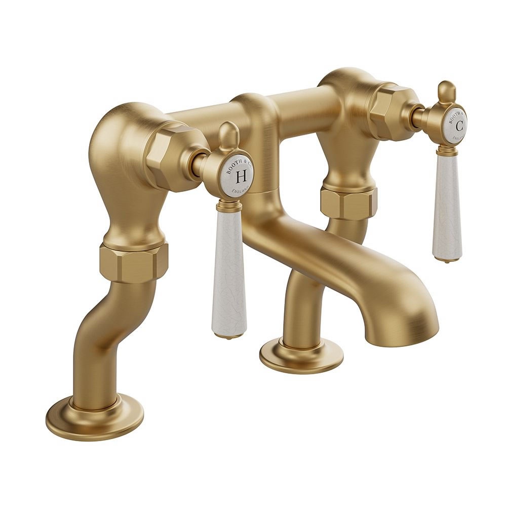 Booth & Co. Axbridge White Lever Brushed Brass Bath Filler