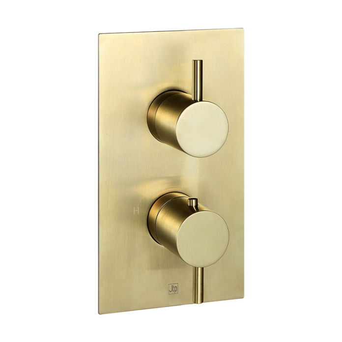 Photo of JTP Vos Brushed Brass Two Outlet Shower Valve Cutout