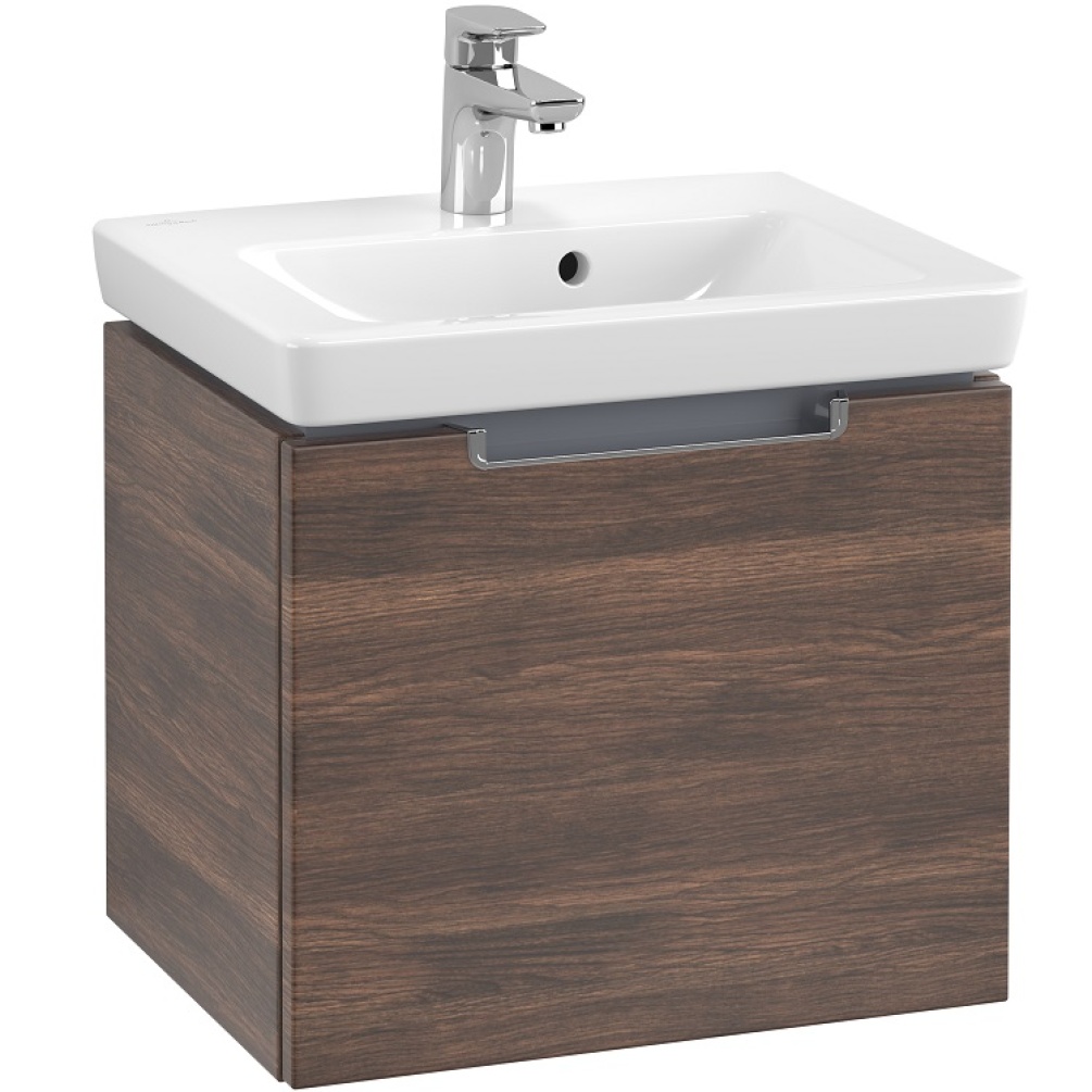 Product cut out image photo of Villeroy and Boch Subway 2.0 500mm Wall Mounted Vanity Unit and Basin in Arizona Oak - A68510VH