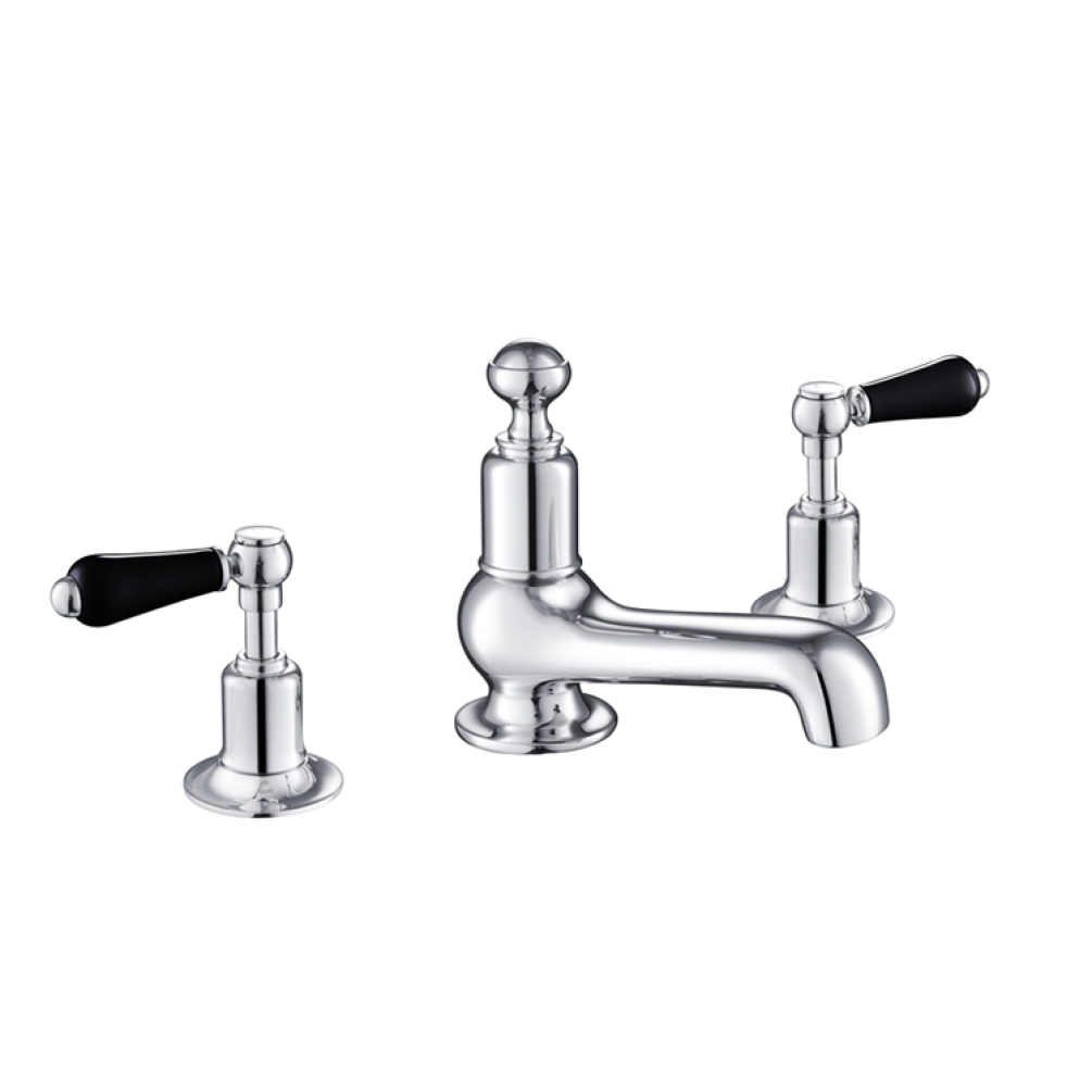 Photo of JTP Grosvenor Lever Chrome 3TH Basin Mixer - Black Levers
