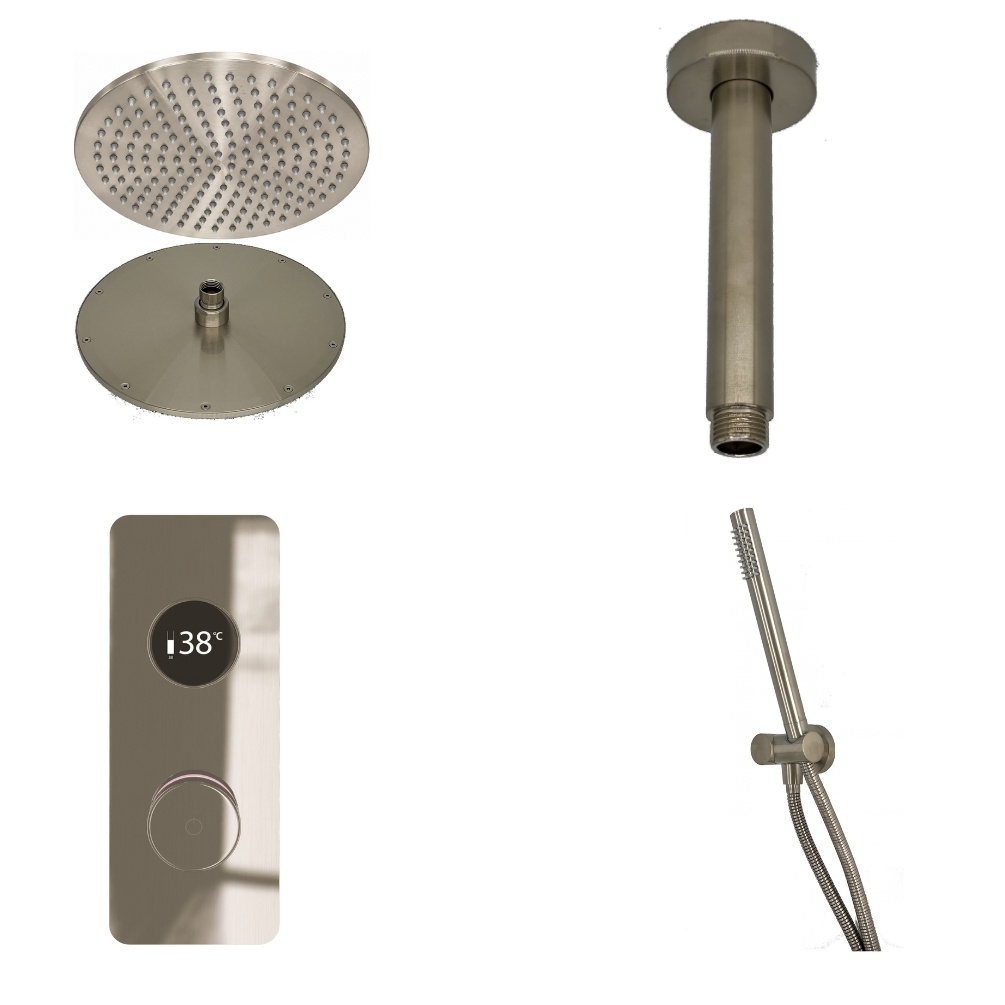 TED TOGO Brushed Nickel Square Valve Ceiling Arm