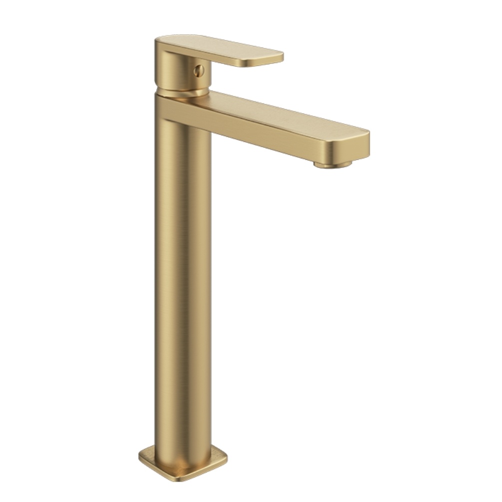 Product Cut out image of the Abacus Edge Brushed Brass Tall Mono Basin Mixer TBTS-624-1402