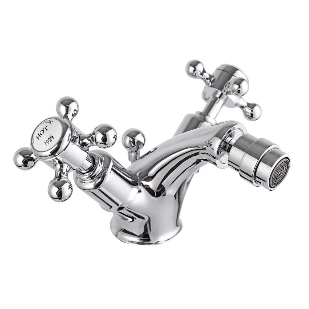 JTP Grosvenor Cross Chrome Bidet Mixer & Pop Up Waste Cut Out