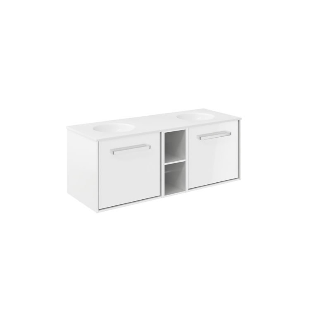 Cutout image of Crosswater Infinity 1200mm White Gloss Wall-Hung Vanity Unit & Double Basin