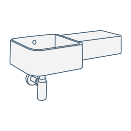 iconography image of a square wall hung or wall mounted bathroom sink/basin