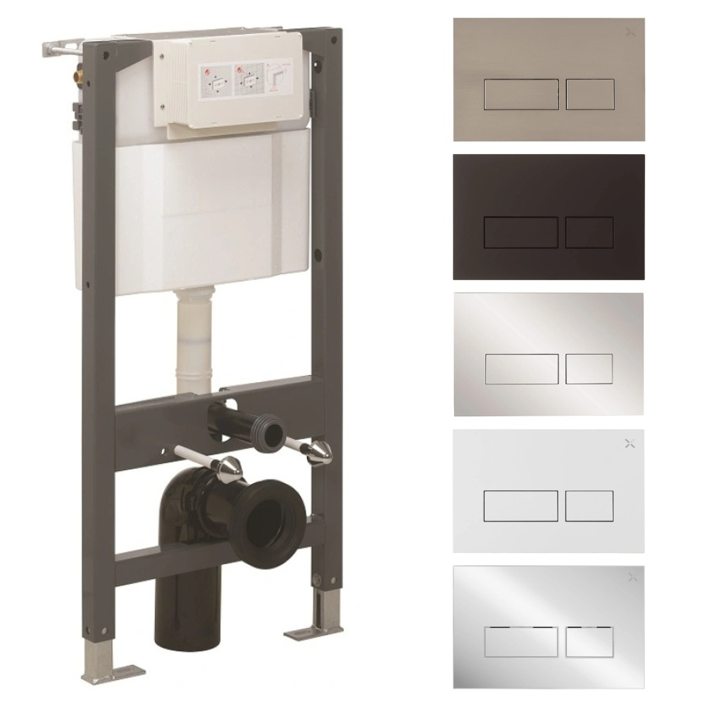 Cut out image of the Crosswater 980mm Wall-Hung WC Support Frame with Flush Plate Pack