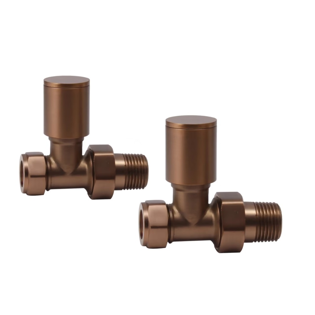 Crosswater Brushed Bronze Straight radiator Valves Cut Out