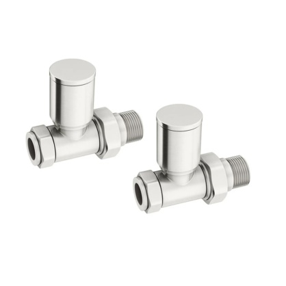 Velaro Nickel Straight Round Radiator Valves | Sanctuary