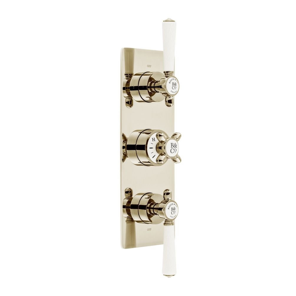 Booth & Co. Axbridge Nickel 3 Outlet 3 Handle Thermostatic Shower Valve