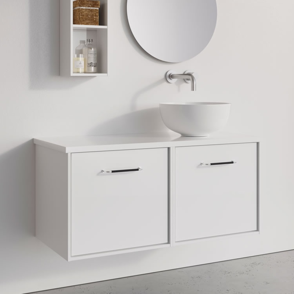 Lifestyle image of Crosswater Infinity 1000mm White Gloss Vanity Unit & Worktop