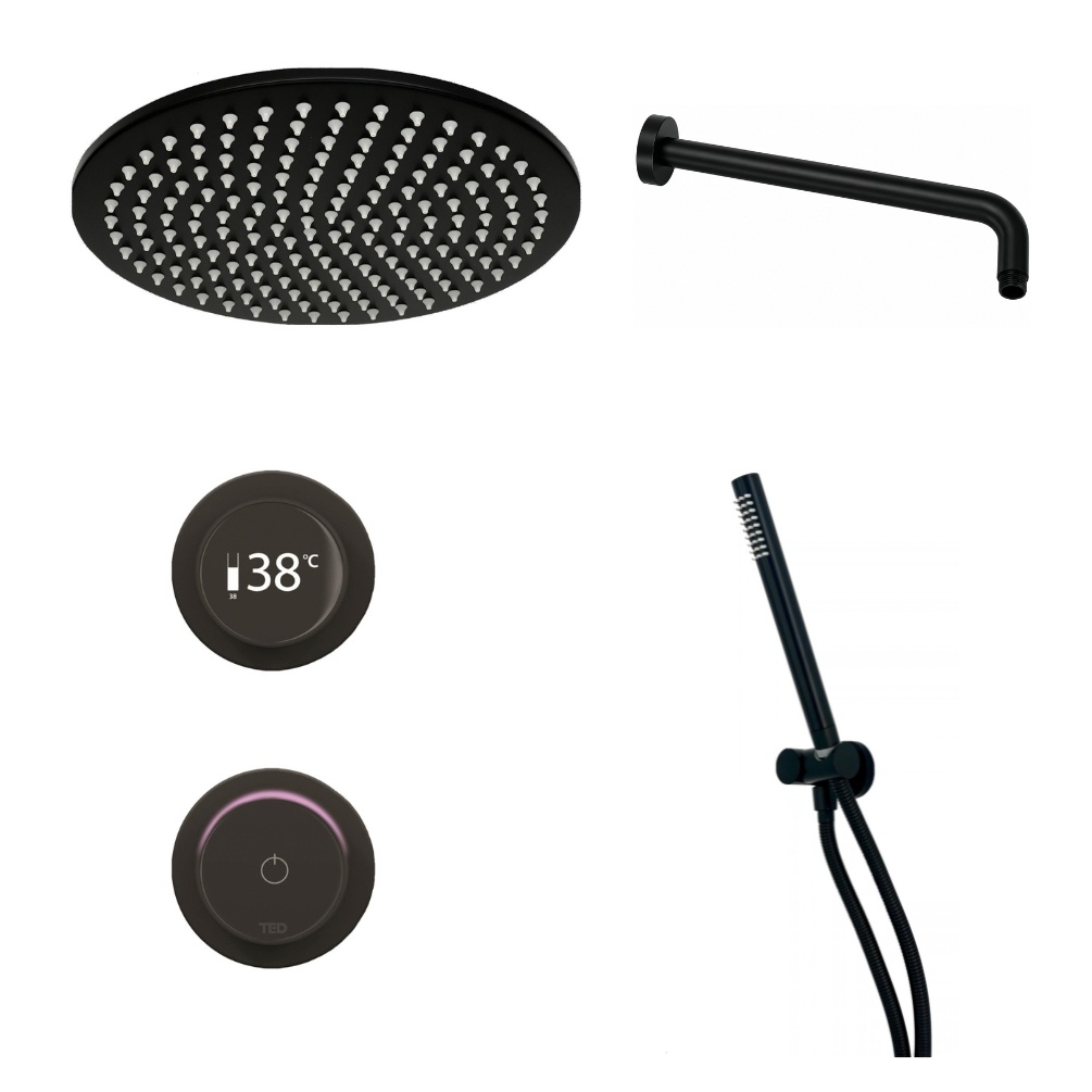 Ted Togo Matt Black Ring Valve Wall Arm Cut Out