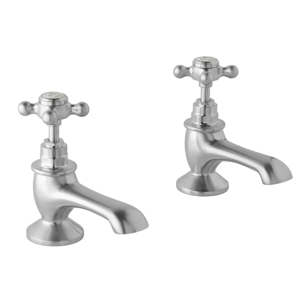 BC Designs Victrion Crosshead  Brushed Chrome Bath Pillar Taps