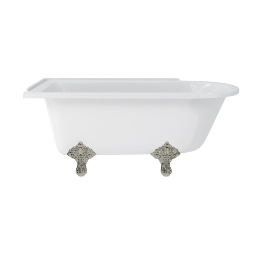 Burlington Hampton 1700mm Left Hand Shower Bath With Brushed Nickel Traditional Feet