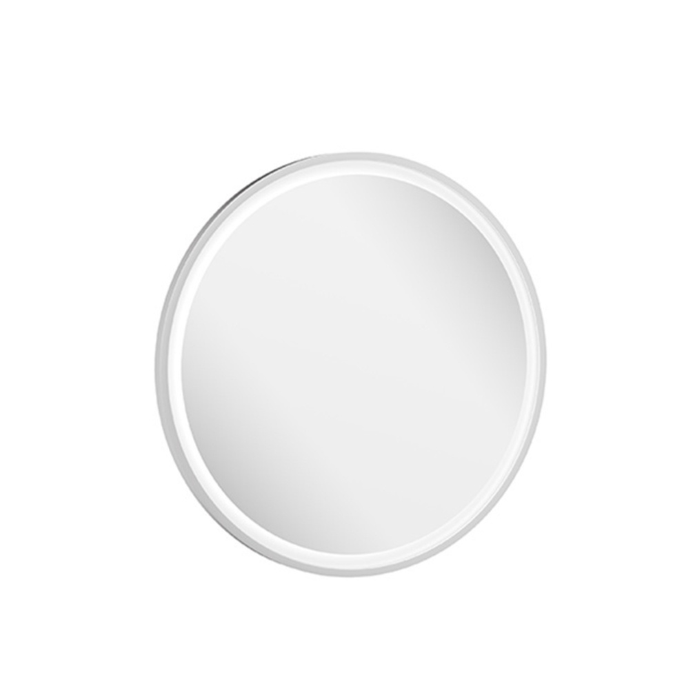 Product cut out image of the Abacus Round Silver 600mm LED Mirror FNMR-10-0060