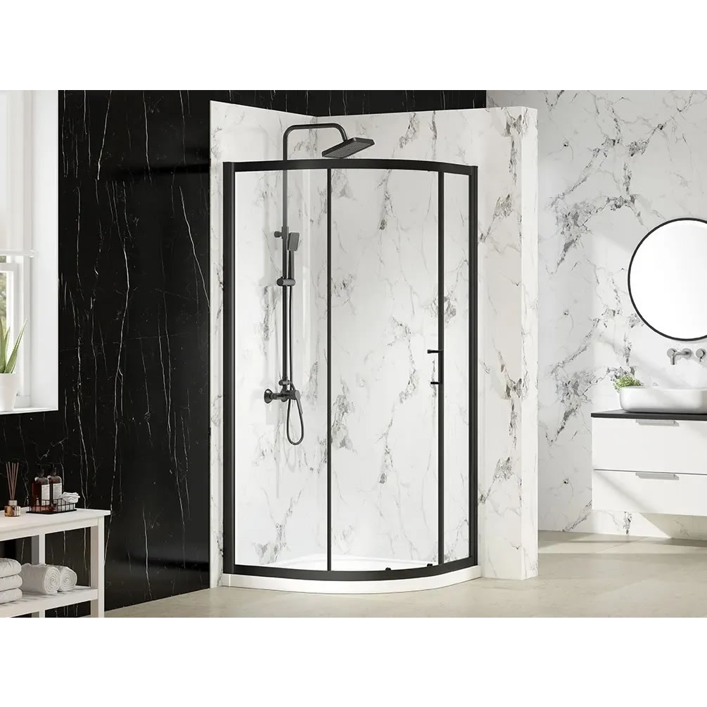 Lifestyle image of Merlyn Mbox 800mm Matt Black Shower Quadrant
