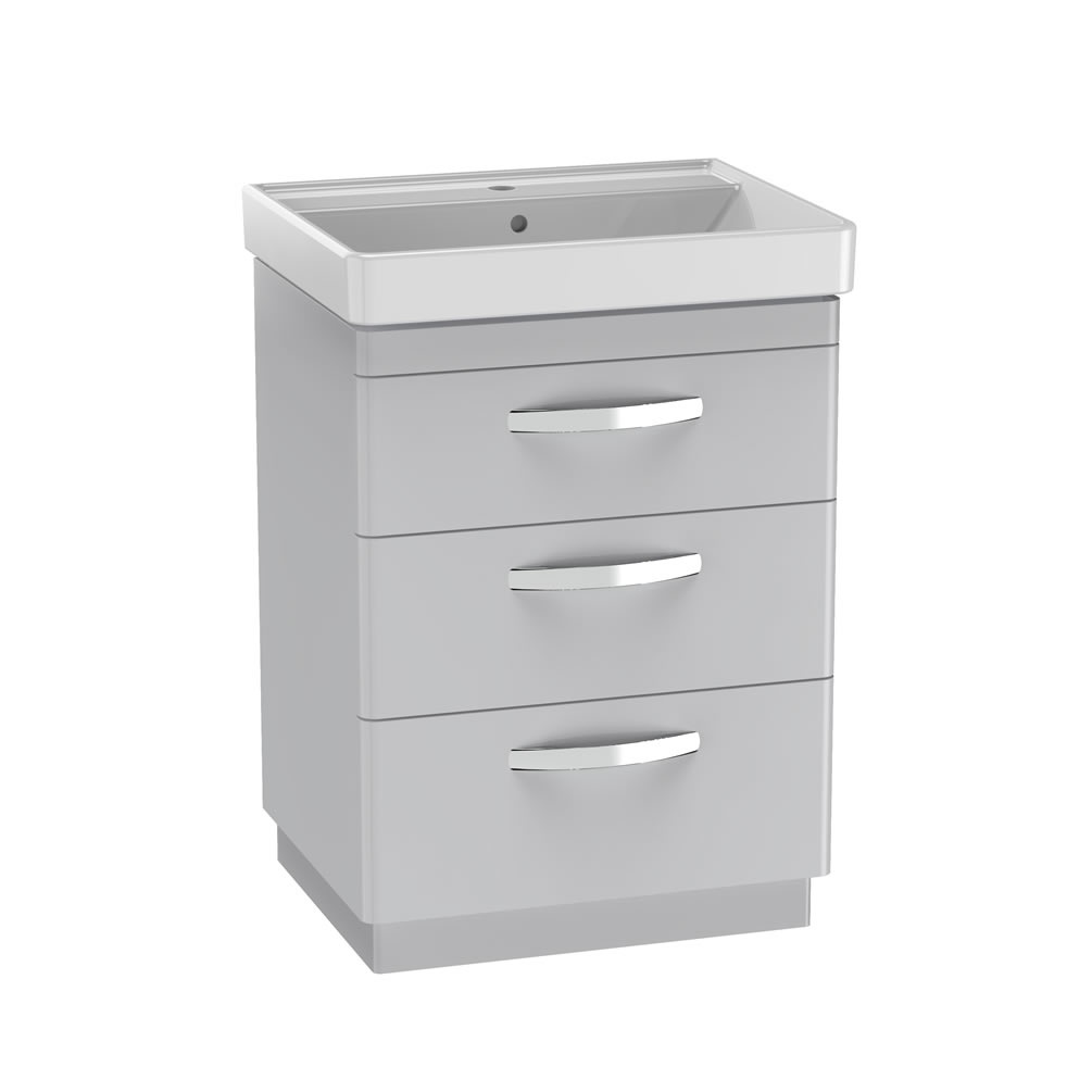 Tavistock Compass 600mm Matt Storm Grey 3 Drawer Freestanding Unit & Basin