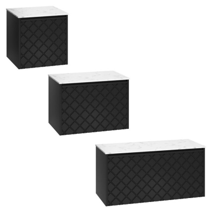Crosswater Vergo Matt Black Wall-Hung Vanity Unit with Worktop (3 Sizes)