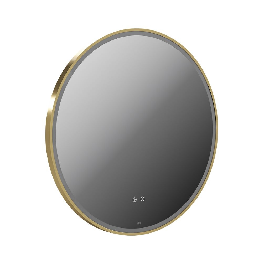 Cut out image of Vado Cameo 800mm Illuminated Round Satin Brass Mirror