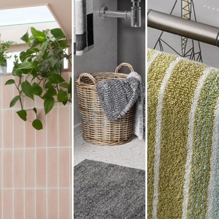 montage image showing diy renter-friendly bathroom ideas for tenants and leaseholders