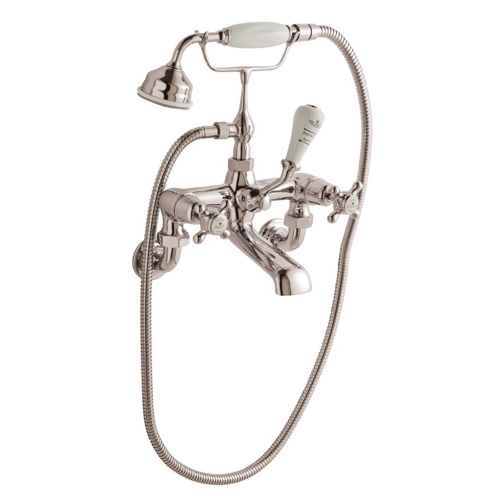 BC Sanitan Victrion Nickel Crosshead Wall Mounted Bath Shower Mixer