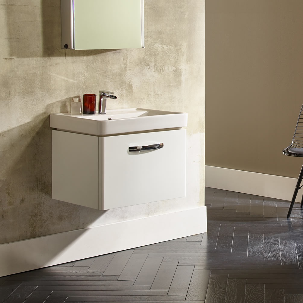 Tavistock Compass 600mm Gloss White Wall Mounted Unit & Basin - Lifestyle Image 1