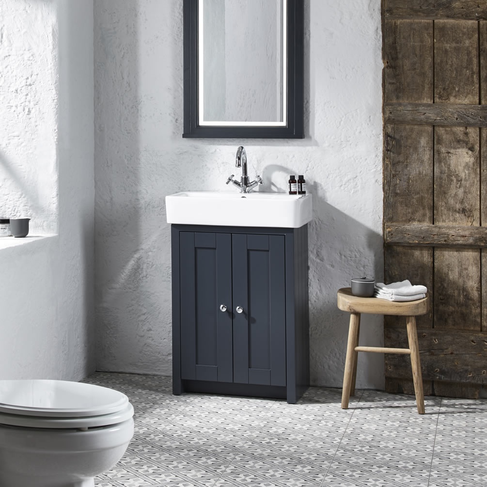Tavistock Lansdown 575mm Matt Dark Grey Freestanding Unit & Basin - Lifestyle Image