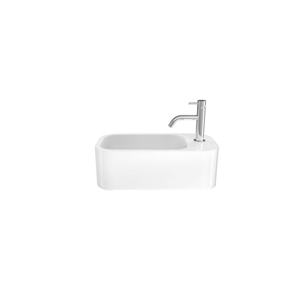Cutout image of Crosswater Popolo White Gloss Wall-Hung Cloakroom Basin Right Hand