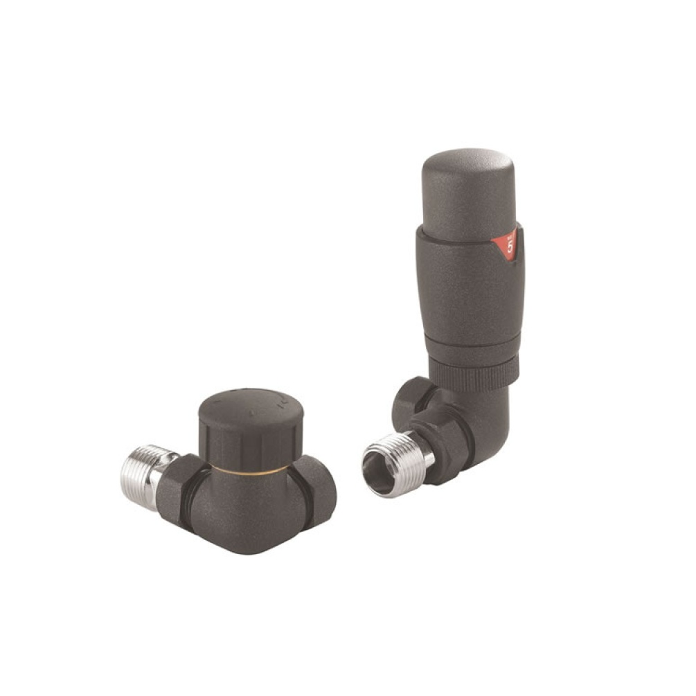 Photo of Crosswater Kai Anthracite Corner Thermostatic Radiator Valves